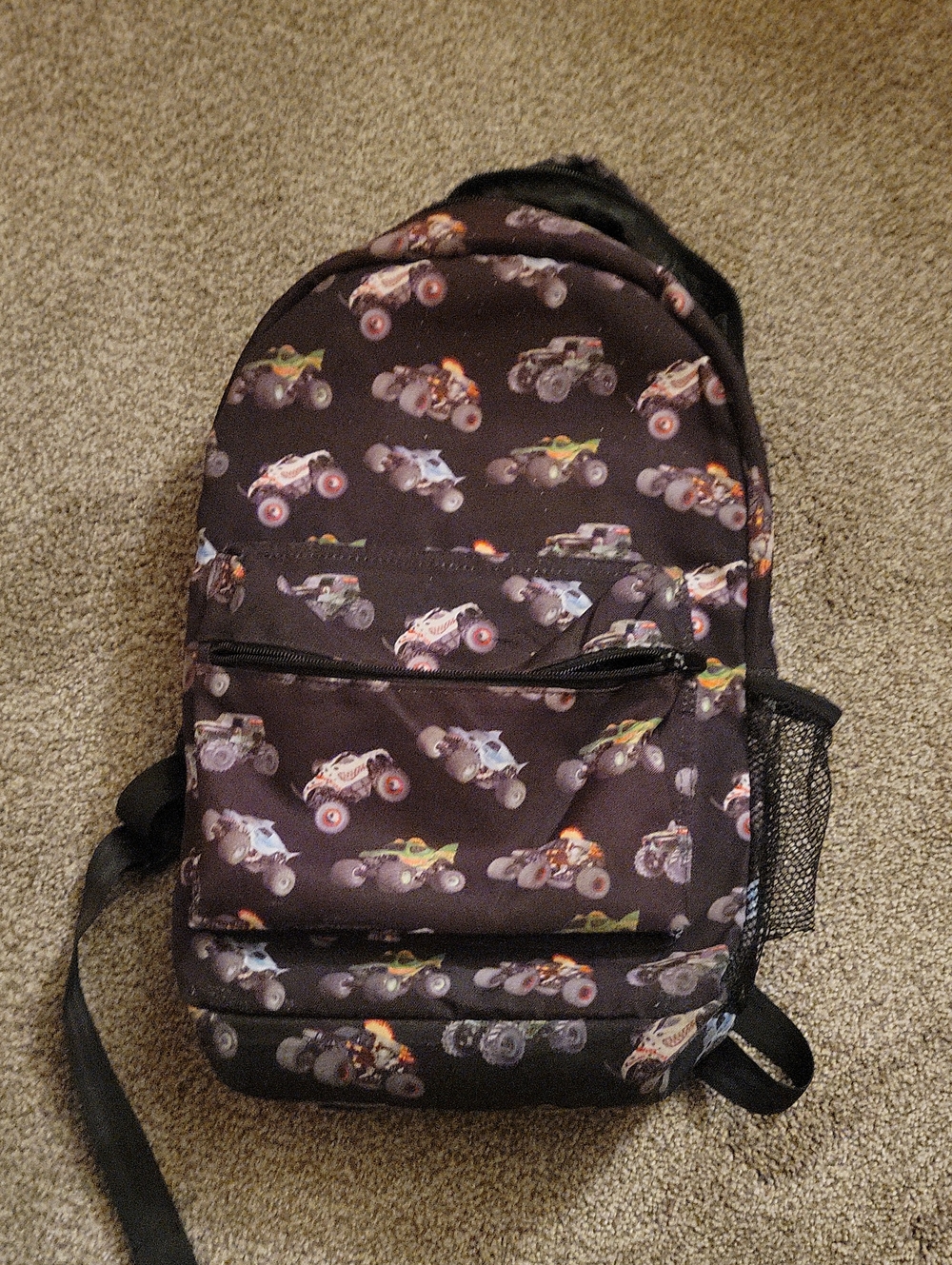 Black Monster Truck Print Men's Backpack